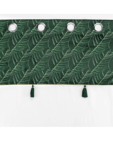 Voilage sable top velours pompon vert 140x240cm