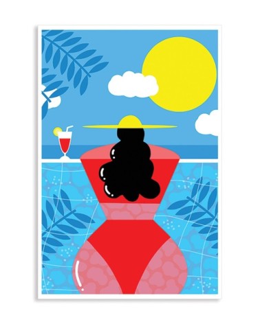 Affiche femme au bord de la piscine 60x90cm