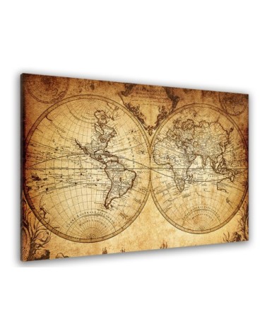 Tableau mappemonde ancienne toile imprimée 120x80cm