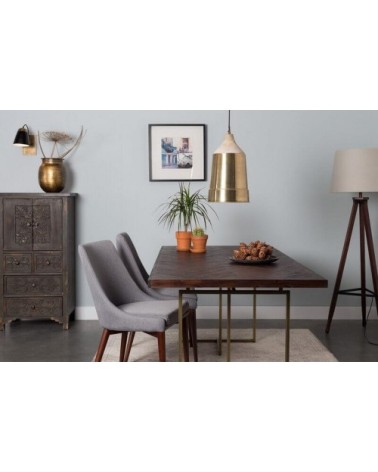 Table à manger chevrons bois et laiton bois foncé 220x90 cm