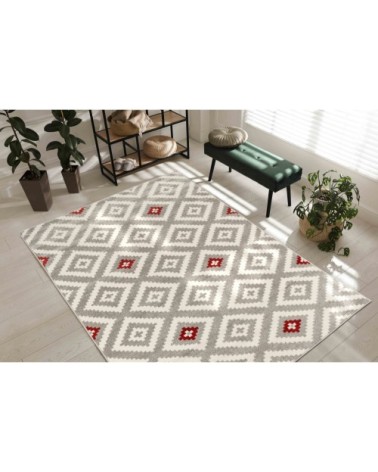 Tapis salon géométrique rouge - 120x160