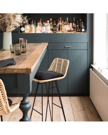 Lot de 2 chaises de bar design en rotin 67cm