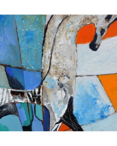 Tableau abstrait cheval grec ancien toile imprimée 100x100cm