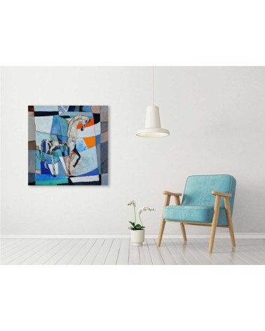 Tableau alu dibond abstrait cheval grec ancien 50x50cm