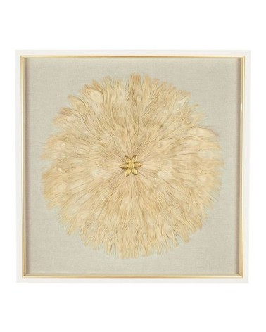 Décoration murale fleur en plumes - écru