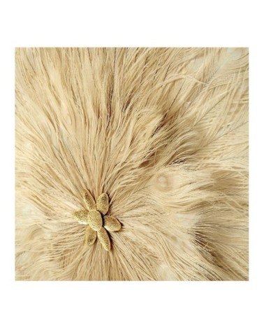 Décoration murale fleur en plumes - écru
