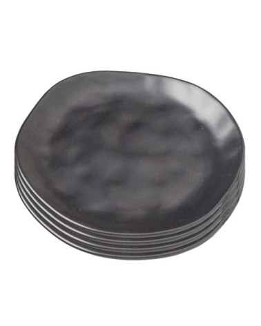 Assiette plate en grès noir D20 - Lot de 4