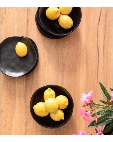 Assiette plate en grès noir D20 - Lot de 4