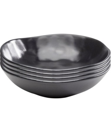 Assiette creuse en grès noir D20 - Lot de 4
