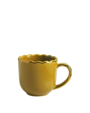 Tasse à café porcelaine moutarde