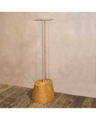 Porte parapluie en teck et acier inoxydable