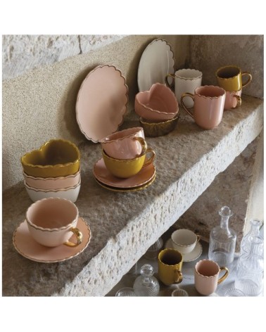 Tasse à café porcelaine moutarde