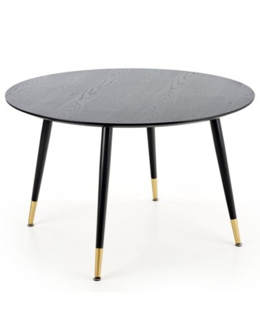 Table de salle à manger ronde avec pieds en acier noir et doré 120cm