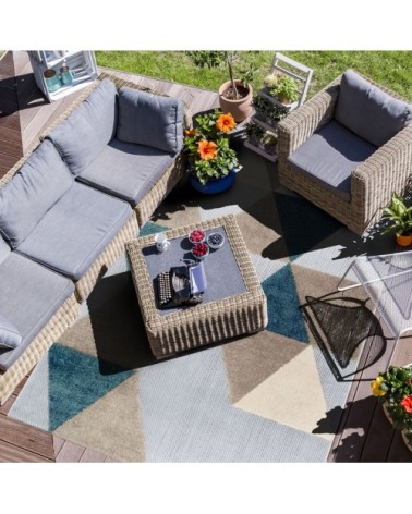 Tapis pour intérieur-extérieur beige et bleu 160x230