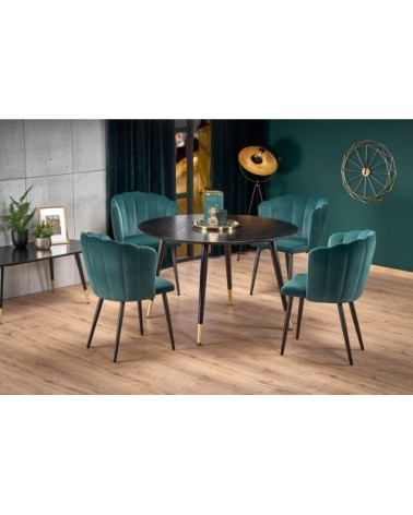 Table de salle à manger ronde avec pieds en acier noir et doré 120cm