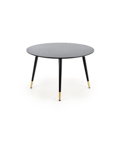 Table de salle à manger ronde avec pieds en acier noir et doré 120cm