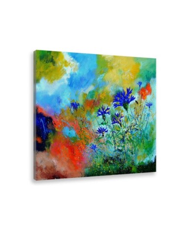 Tableau bleuets des champs toile imprimée 100x100cm