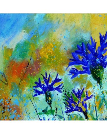 Tableau bleuets des champs toile imprimée 100x100cm