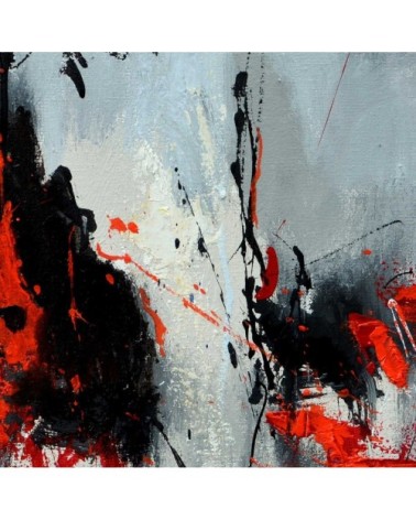 Tableau abstrait moderne coquelicots toile imprimée 100x100cm