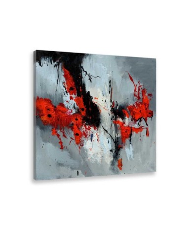 Tableau abstrait moderne coquelicots toile imprimée 80x80cm