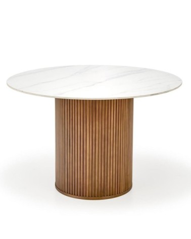 Table à manger design ronde bois & marbre 120cm
