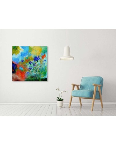 Tableau bleuets des champs toile imprimée 30x30cm