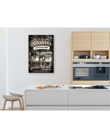 Tableau noir et blanc métropolitain Paris toile imprimée 80x120cm