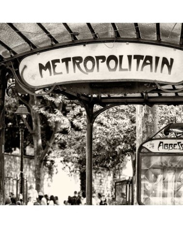 Tableau noir et blanc métropolitain Paris toile imprimée 30x50cm