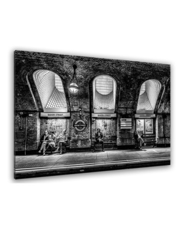 Tableau noir et blanc baker street toile imprimée 120x80cm