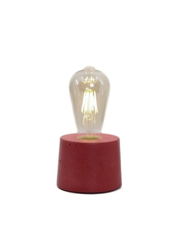 Lampe cylindrique en béton rouge fabrication artisanale