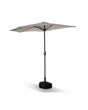 Demi parasol de balcon droit mât en aluminium toile sable D250cm