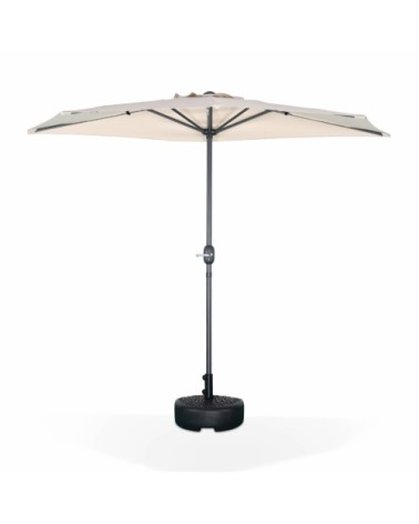 Demi parasol de balcon droit mât en aluminium toile sable D250cm