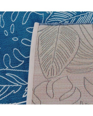 Tapis extérieur/intérieur 160 x 230 bleu canard avec motif exotique
