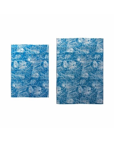 Tapis extérieur/intérieur 160 x 230 bleu canard avec motif exotique