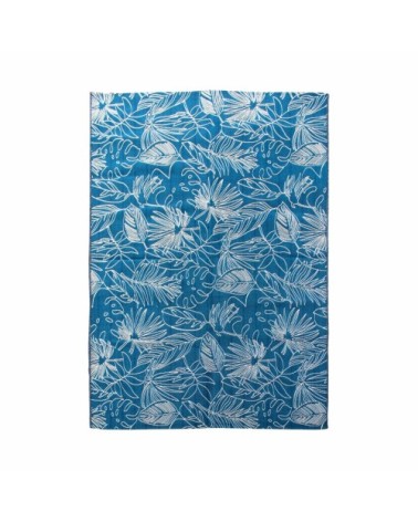 Tapis extérieur/intérieur 200 x 290 bleu canard avec motif exotique
