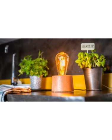Lampe cylindrique en béton orange fabrication artisanale