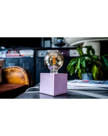 Lampe cube en béton rose pastel fabrication artisanale