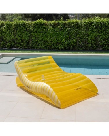 Matelas gonflable piscine XL 2 personnes avec porte-gobelet jaune