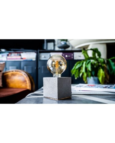 Lampe cube en béton anthracite fabrication artisanale