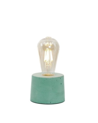 Lampe cylindrique en béton turquoise fabrication artisanale