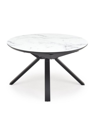 Table à manger ronde extensible style marbre 130-180cm
