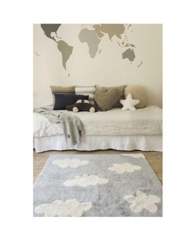 Tapis coton motif nuage gris 120x160