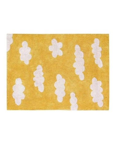 Tapis coton motif nuage moutarde 120x160