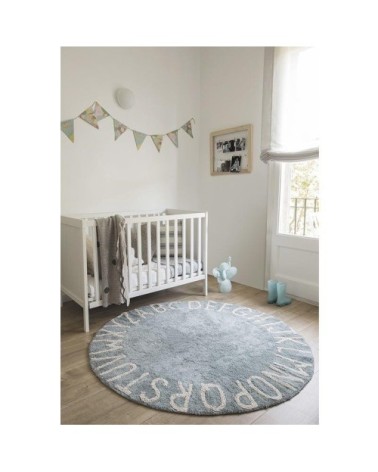 Tapis coton motif alphabet bleu D150cm