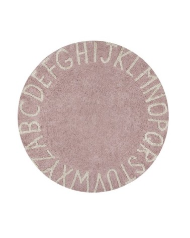 Tapis coton motif alphabet rose D150cm
