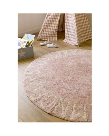 Tapis coton motif alphabet rose D150cm