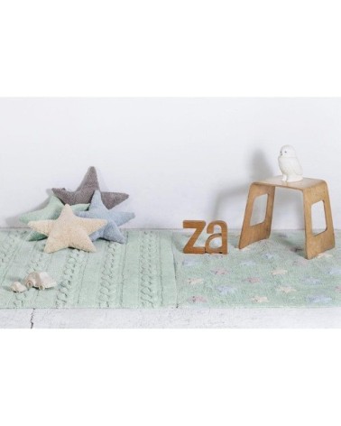 Tapis coton vert motif petites étoiles 120x160