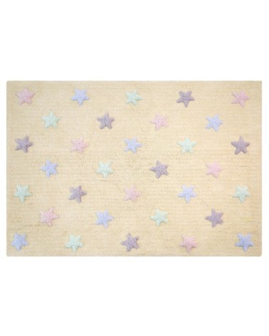 Tapis coton vanille motif petites étoiles 120x160