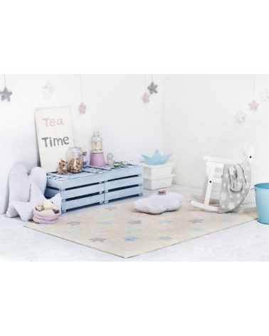 Tapis coton vanille motif petites étoiles 120x160
