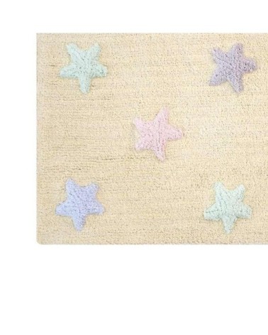 Tapis coton vanille motif petites étoiles 120x160